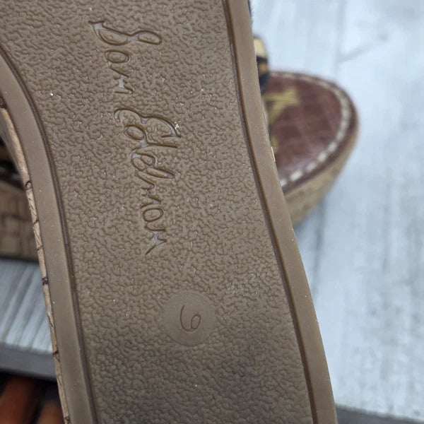 Sam Edelman Sandals Raynere Women's Sz 6 Leopard Cork Wedge Platform Shoe