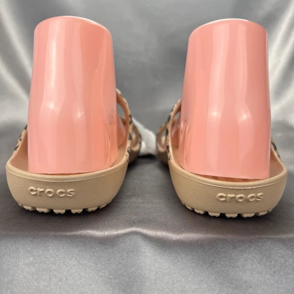 Crocs Kadee II Leopard Sandals Women's 7 Strappy Slides Spring Shoes 206894-90L