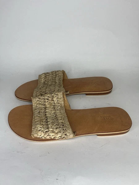 Style Park 1 Tan Brown Synthetic Non Slip Slides Sandals Women Sz 42 EU/ 11M US