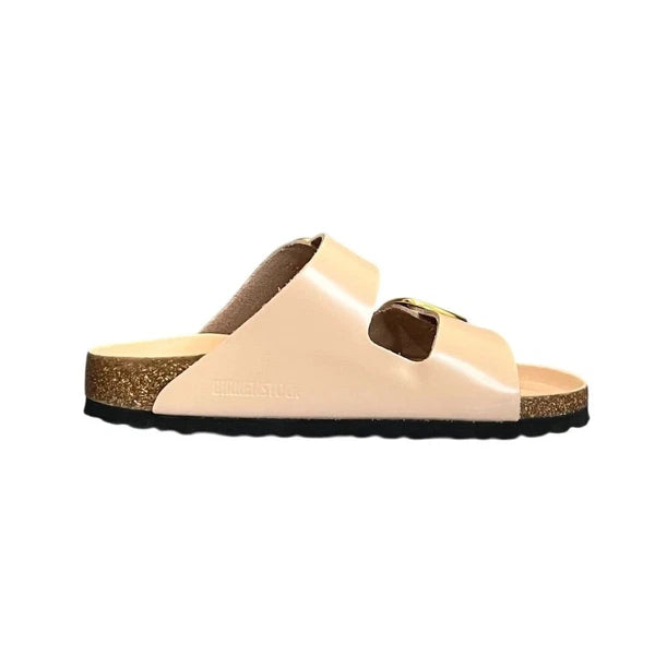 Birkenstock Arizona Big Buckle Patent Leather Narrow Sandals High Shine Beige 5