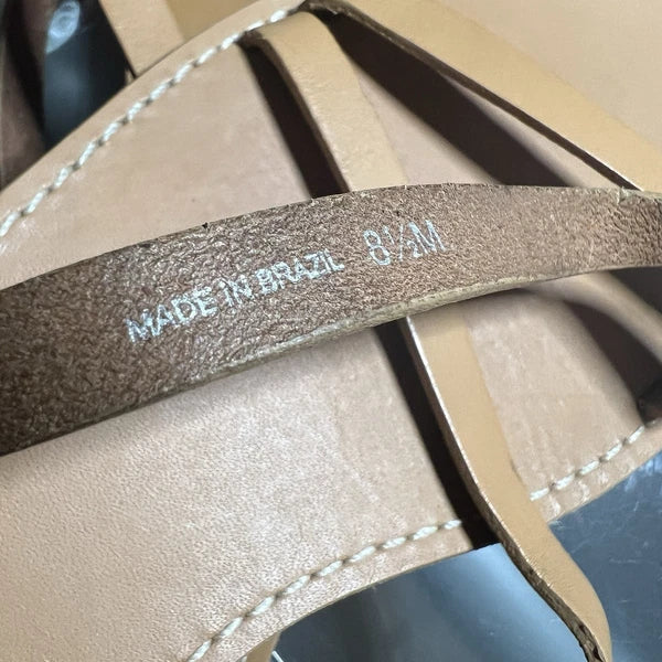 Madewell Womens Sz 8.5 M Tan Leather Slip On Slides Summer Comfort Casual Sandal