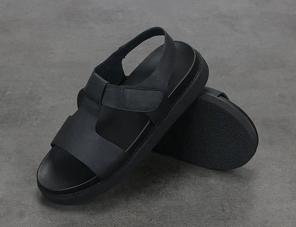 Open Toe Sandals Slingbacks Casual Real Leather Mens Shoes Roman Style Summer 43