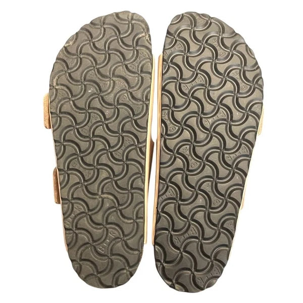 Birkenstock Arizona Big Buckle Patent Leather Narrow Sandals High Shine Beige 5