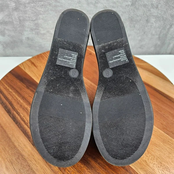 Mossimo Platform Slides 8 Black Fabric Stretch Flatform 90s Retro Stylish Trendy