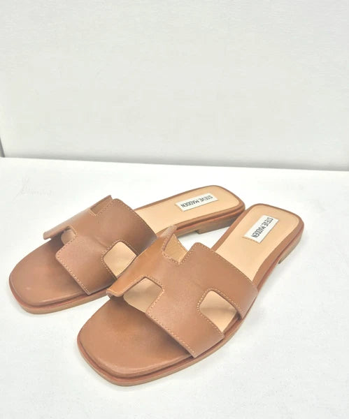 Steve Madden Hadyn Leather Women Sandals Cognac Color  -Size 9