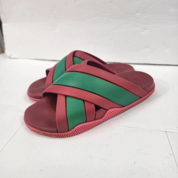 Gucci Womens Rubber Web Striped Sandals Slides size 36 #Q#