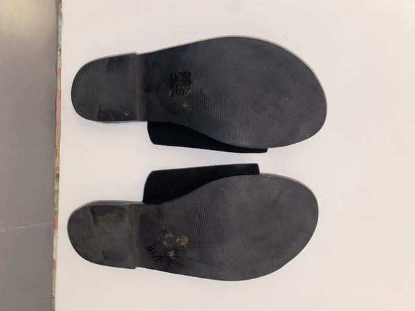 Find Black & Gold Leather Suede Croc Print Slide Sandals | Classic Style 7.5