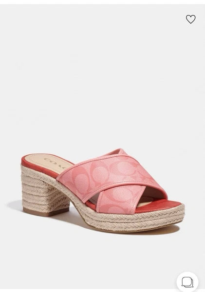 COACH ESPADRILLE SLIDE-ON SANDALS SLOAN IN PINK LEMONADE SIZES 10
