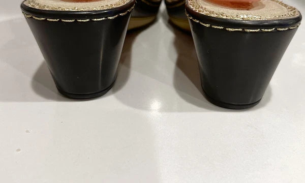 Alegria LOTI Gold Dazzler Sandals Wedge Slides Open Toe Size 39 Shoes