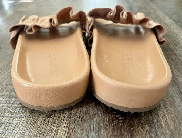 Ulla Johnson Sandals Slides Shoes US 8.5 Rex Wave Ruffle Leather Luxury Classic