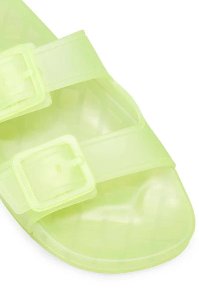New Balenciaga Women's Mallorca Transparent Dual-Buckle Slide Sandal US 8/Eur 38