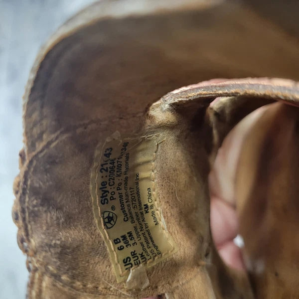 Ariat Brown Leathers Strap Brass Stud Slides Sandal Style 21443 Womens 6B Farm