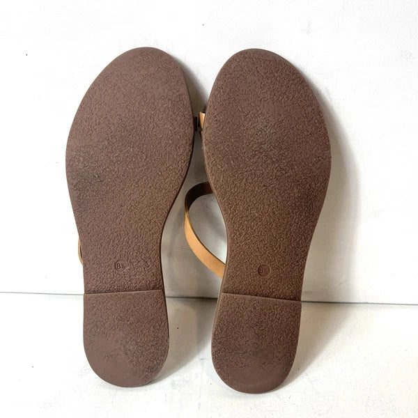 Madewell Womens Sz 8.5 M Tan Leather Slip On Slides Summer Comfort Casual Sandal