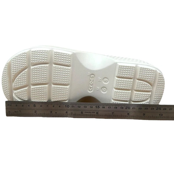 Crocs Women’s Stomp Style Slide Sandals Size 8-8.5 Solid White Chunky Block Heel