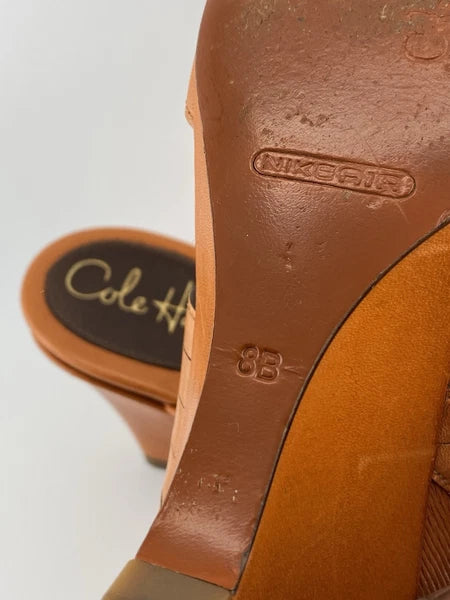 Cole Haan Air Huarache Slide Sandal Womens 8 Slip On Leather Orange Wedge