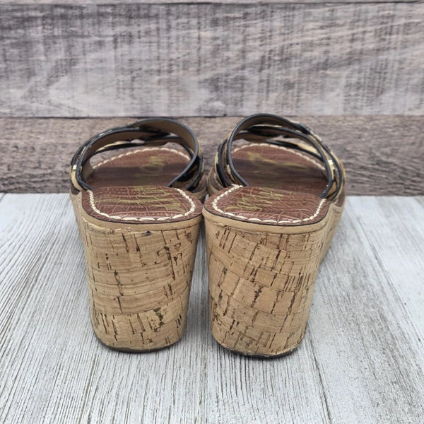 Sam Edelman Sandals Raynere Women's Sz 6 Leopard Cork Wedge Platform Shoe