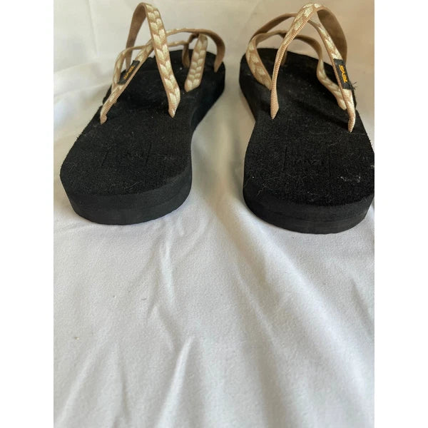 TEVA Women's Flip Flops Sandals Black Beige Strappy Casual Shoes