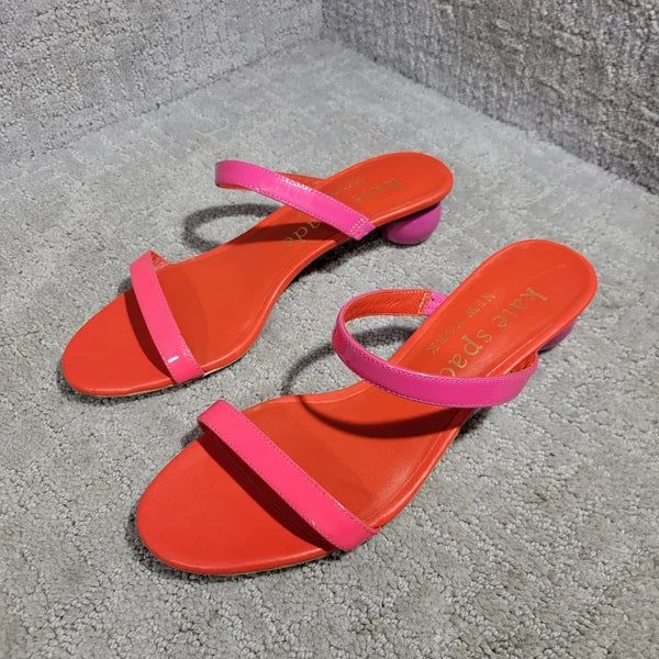 Kate Spade Palm Springs Women's Size 8B Pink Coral Patent Leather Slide Sandals