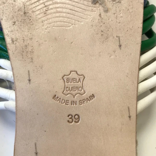 Anthropologie Marea Leather Braided Espadrille Sandals Slides Womens 39 9 Blue