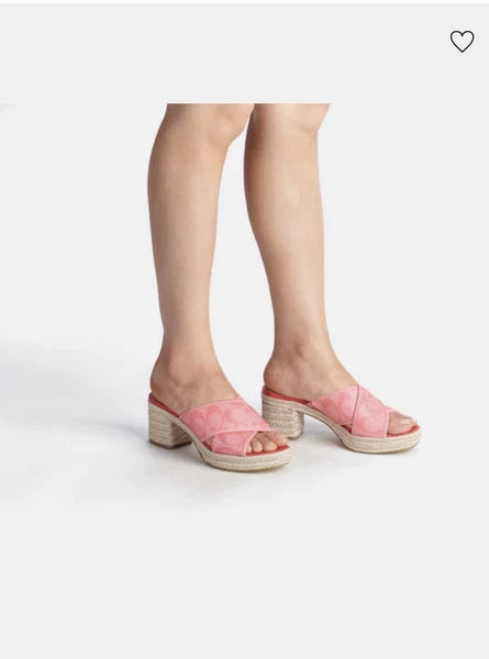 COACH ESPADRILLE SLIDE-ON SANDALS SLOAN IN PINK LEMONADE SIZES 10