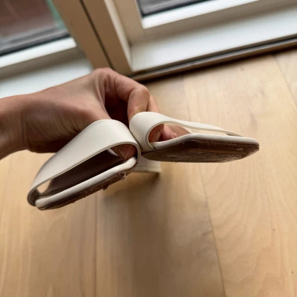 Neous Cream White Strap 90s Style Sandals Slides with Heels size 37