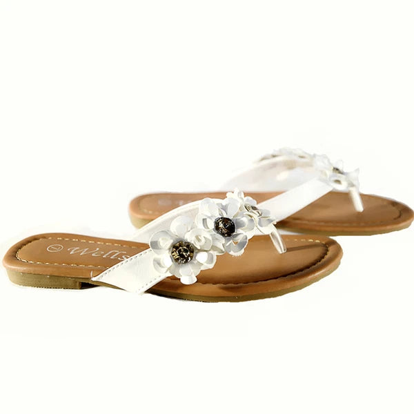 New Womens Flip Flops Cute Style Thongs Flower Flats  Sandals #90
