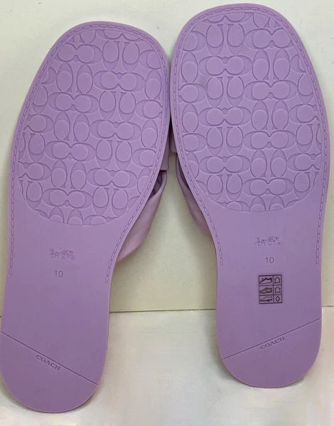 Coach Brooklyn Leather Sandals Violet Lilac Purple Twist Knot Slides Women's  10