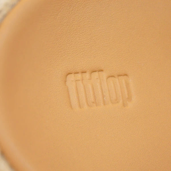 Fitflop F-Mode Leather Urban White Cross Flatform Slide Sandals Women's Size 11