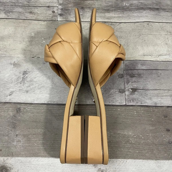 Sam Edelman Dawson Square Toe Quilted Leather Slide Sandals Size 10 Beige