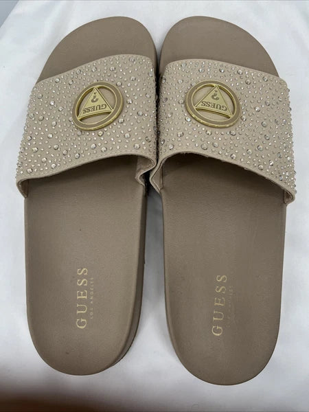 Guess Women's Slip On Sillia Gold Pool Slides US Size 9M Style: #GFSILLIA