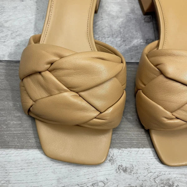 Sam Edelman Dawson Square Toe Quilted Leather Slide Sandals Size 10 Beige