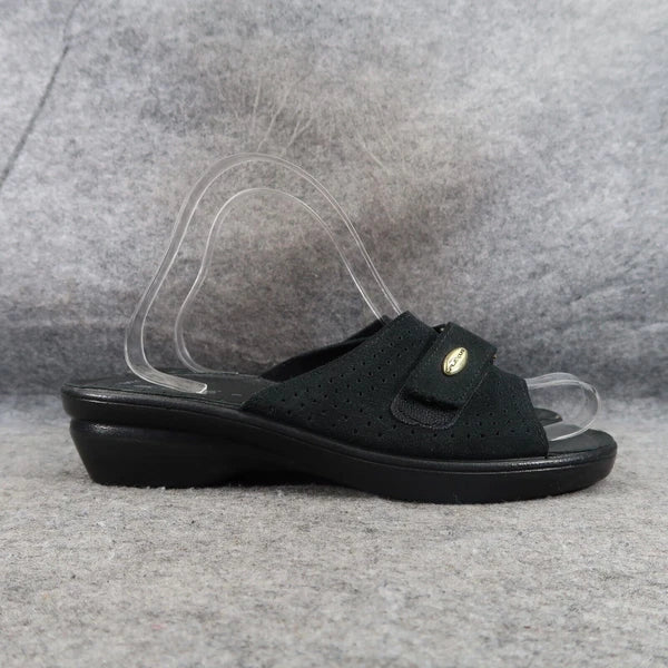 Spring Step Shoe Women 9 Sandal Flexus Wedge Slide Leather Comfort Fashion Black