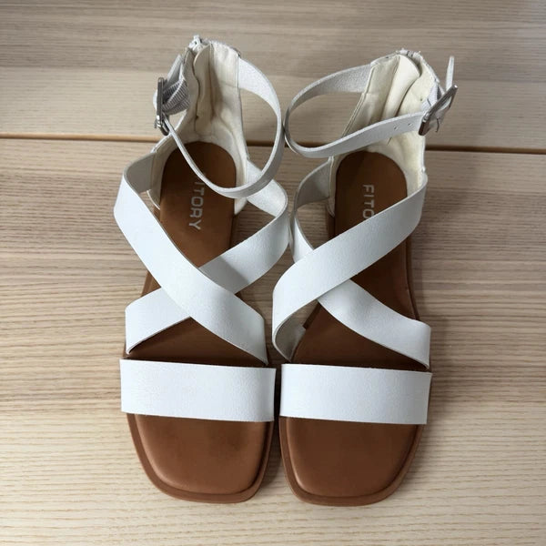 FITORY Women Flat Sandals With Casual Fashion Slides Open Toe Strap Zipper 8