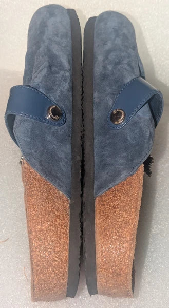 euroWellness Blue Suede  Slide Fashion Sandals Women's Shoes 9 US / 40 EU