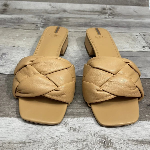 Sam Edelman Dawson Square Toe Quilted Leather Slide Sandals Size 10 Beige