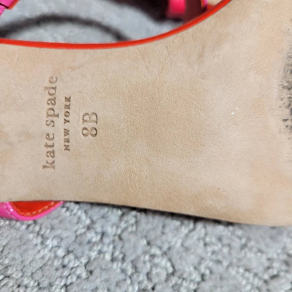 Kate Spade Palm Springs Women's Size 8B Pink Coral Patent Leather Slide Sandals