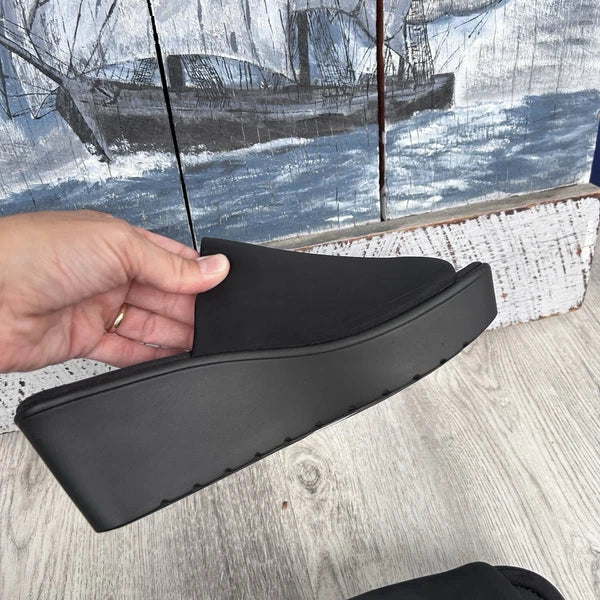 Vintage Style Y2K Steve Madden Size 9 Slinky wedge Slip On Platform Slide Sandal