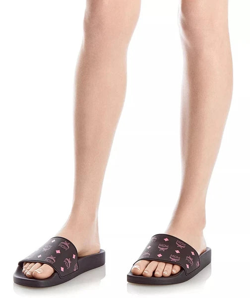 New in Box MCM Logo Slide Black Sandals EU 37 US 6.5 7 AUTHENTIC