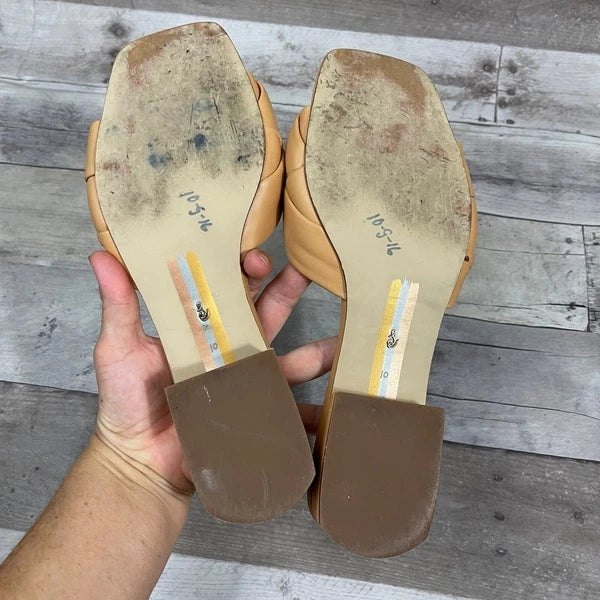 Sam Edelman Dawson Square Toe Quilted Leather Slide Sandals Size 10 Beige