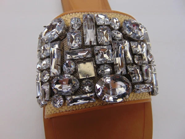 NEW! Crown Vintage Selmira Slide Casual Fashion Sandals Size 7.5 Natural/Toasted