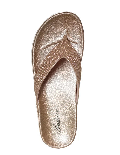 NEW Women's Fashion Glitter Thong Flip Flop Rhinestone Sandals Soft Rubber Sole