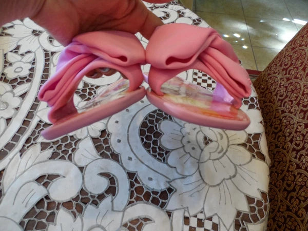 New Kate Spade New York Pink Madras Bikini Bow Slide Size 6.5B