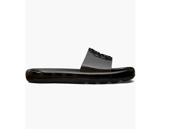 Tory Burch Bubble Jelly Slide Sandal With Logo  Black Sz 10