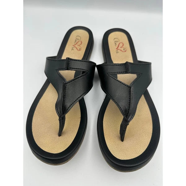 Mia Amore Mayte Keyhole Black Thong Sandals Women's Comfort Casual Slides