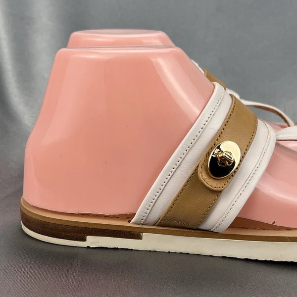 COACH Eileen Turn-lock Slide Sandals Women's 6 B Thong Cream Tan Summer Vacation