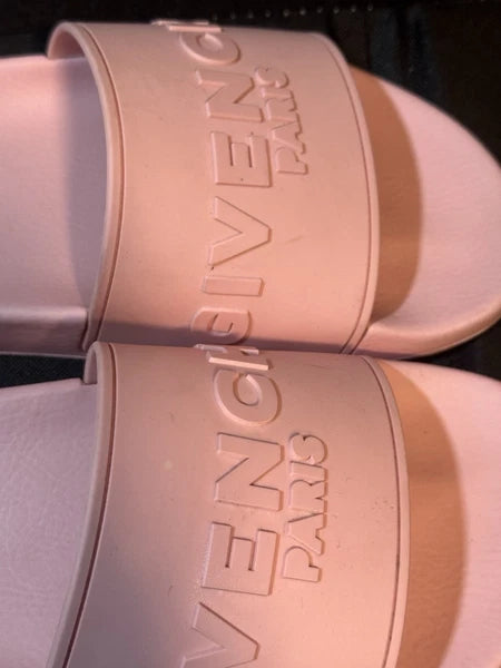 Givenchy Pink Platform Rubber Pink Logo Slide On Pool Sandal Flip Flop Flat 41