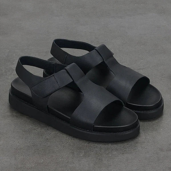 Open Toe Sandals Slingbacks Casual Real Leather Mens Shoes Roman Style Summer 43