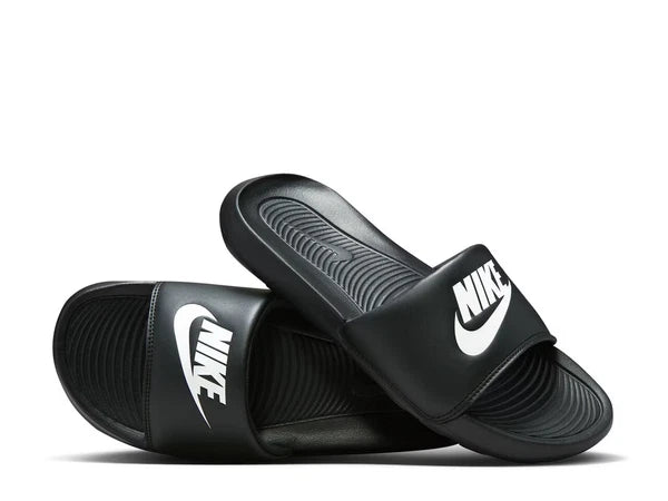 NIKE Victory One Slides Women's Black & White Swoosh Sandals SZ 10 New