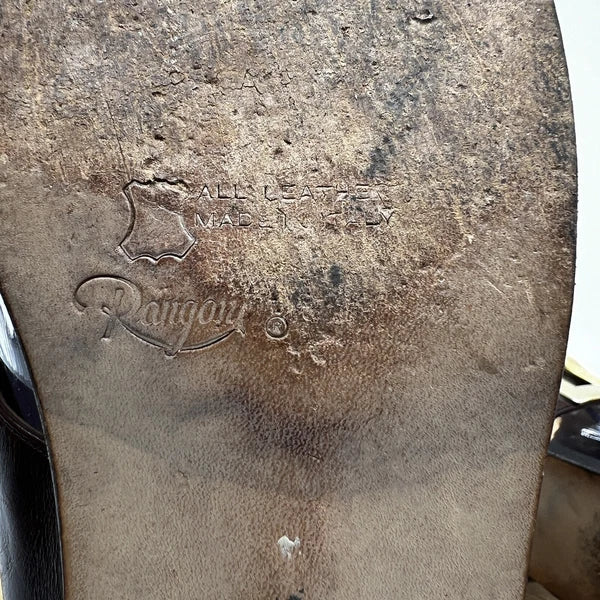 Rangoni Firenze Brown Leather Open-Toe Sandals 8 1/2 AA Made Italy Gold Buckle