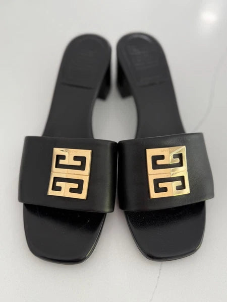 Givenchy Black 4G Block Heel Slide Sandals 9.5